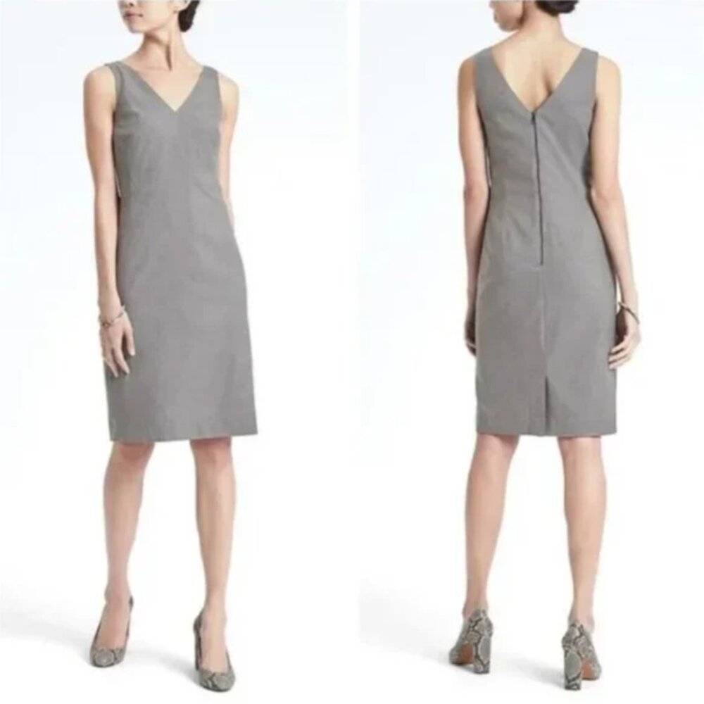 Banana Republic Gray Brushed Twill Sleeveless Dress (Size 2 Petite)